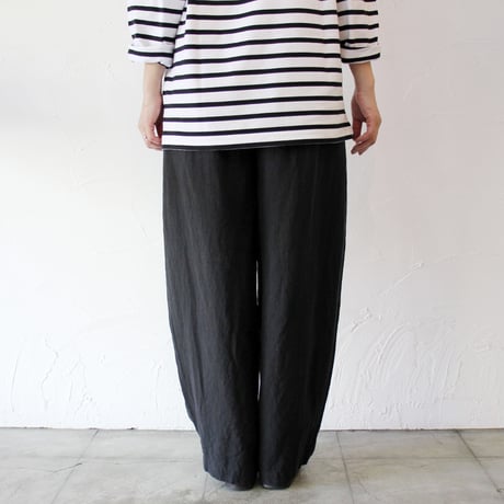 TRAVAIL MANUEL トラバイユマニュアル　フレンチリネンキャンバスコクーンパンツ　#ブラック