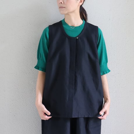 **再入荷** homspun ホームスパン　W/L比翼ベスト　#ダークブラウン、ブラック　【送料無料】
