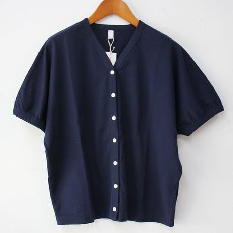 homspun ホームスパン　60/2天竺Vネックカーデ　#ネイビー、ブラック、モカ、ブルー