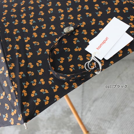 **再入荷** homspun ホームスパン　ダンプ小花プリント晴雨兼用長傘　#スミクロ、ブルー、ブラック