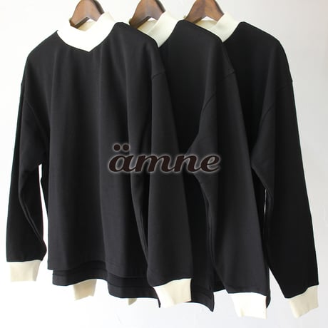amne アンヌ　MINI TERRY fish mouth　ミニテリーフィッシュマウス　#ブラック