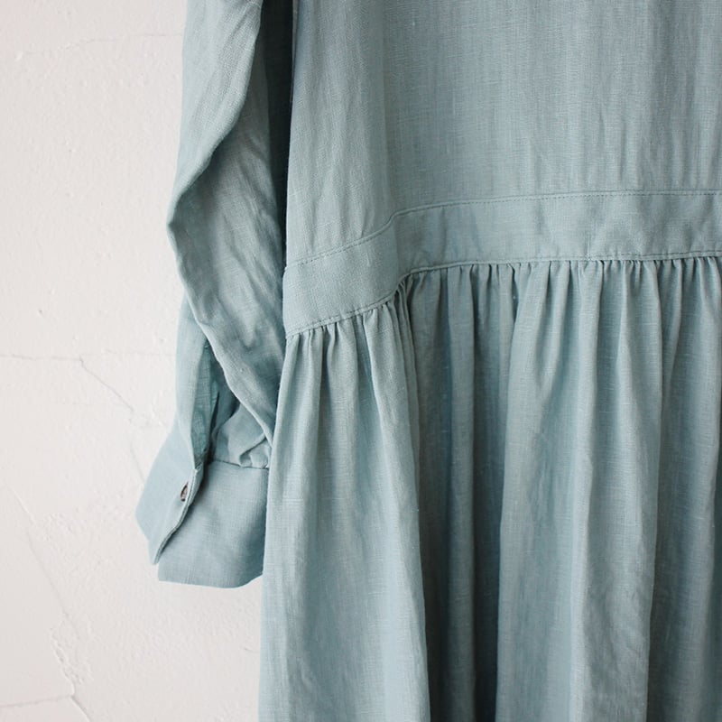 atelier naruse リネンシャツ　ギャザーワンピース atelier naruse | リネンシャツギャザーワンピース