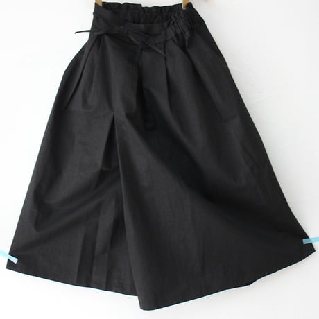 MAGALI マガリ　コットンリネンツイルタックワイドパンツ　#ブラック