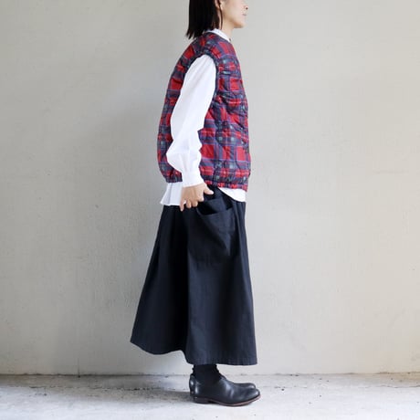 maomade マオメイド　キルトリバーシブルベスト　#グリーンチェック、レッドチェック　【送料無料】