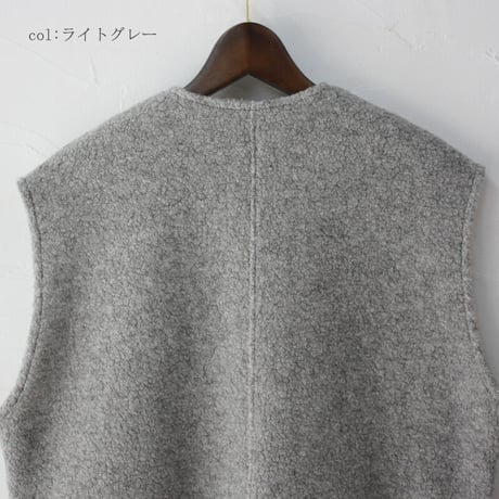 ARTE POVERA アルテポーヴェラ　リサイクルウールパイルロングベスト　#生成りベージュ、ライトグレー