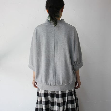 **またまた再入荷** Linenya リネンヤ　5分袖モックネックプルオーバー　#杢グレー、グレー、チャコール