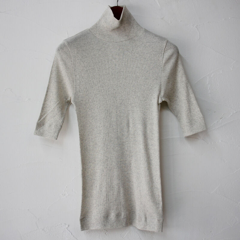 homspun ホームスパン 40/1丸胴テレコ5分袖タートルプルオーバー