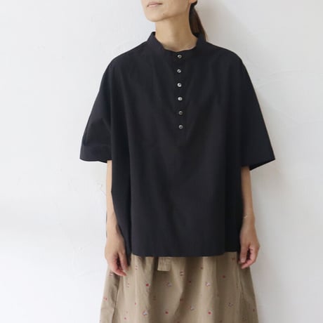 **またまたまた再入荷**Linenya リネンヤ　コットンヘンリーネックブラウス　#アイボリー、ベージュ、ネイビー、ブラック　【送料無料】