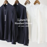 **再入荷** LinenYa リネンヤ　スタンダードブラウス　#ネイビー、ホワイト