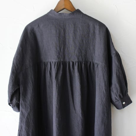 **またまたまた再入荷** LinenYa リネンヤ　リネンスタンドカラーワンピース　#ブラック、ネイビー、ベージュ、チャコール　【送料無料】