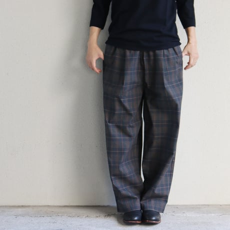 TRAVAIL MANUEL トラバイユマニュアル　ウェザーチェックプランパンツ　#ベージュ、ブラウン
