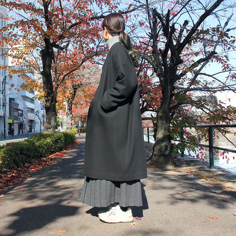 **再入荷** atelier naruse アトリエナルセ　melton wool cocoon coat　メルトンウールコクーンコート　#ブラック　【送料無料】