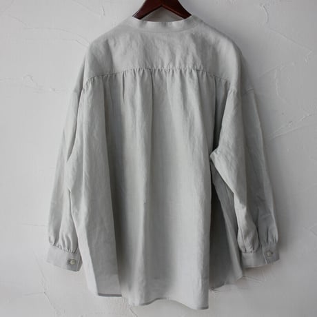 **再入荷** Linenya リネンヤ　リネンバンドカラーシャツ　#ホワイト、アイボリー、グレー、ブラック