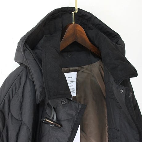 KHA:KI カーキ MIL QUILT DUFFLE COAT ミリタリーキルトダッフルコート　#ブラック　【送料無料】
