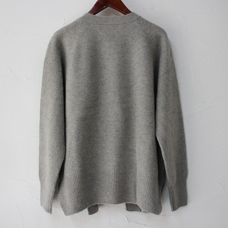 homspun ホームスパン 縮絨起毛ウールラグランカーデ #TOPグレー
