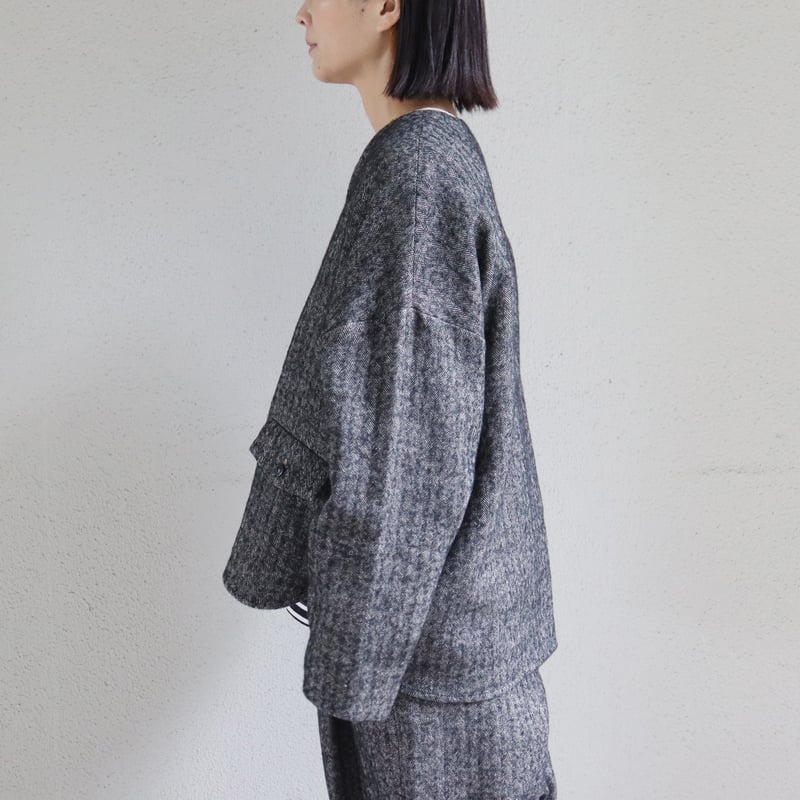 【新品】  atelier naruse / アトリエナルセ | ウールリネンプザムシャツカットソー | F | グレー | レディース atelier naruse(アトリエナルセ)シェットランド ウール リネン