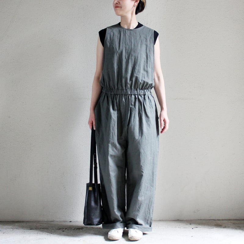 homspun ホームスパン コットンラミーマットオールインワン #グリーン