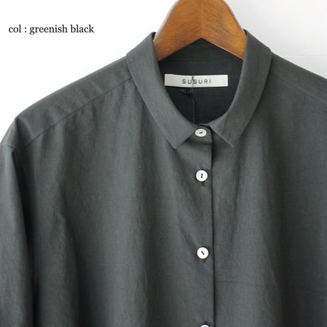 SUSURI ススリ　ボタニストシャツ　#ecru , greenish black 【送料無料】