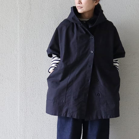 homspun ホームスパン　コットンリップストップポンチョ　#ネイビー　【送料無料】
