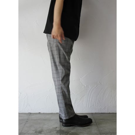 TRAVAIL MANUEL トラバイユマニュアル　先染めチェック ペグパンツ　#グレー　【送料無料】