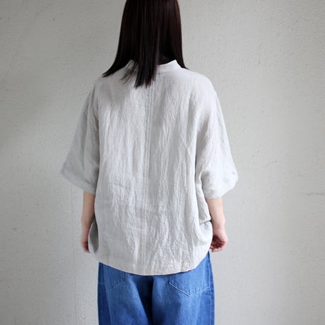 **再入荷** LinenYa リネンヤ　リネンヘンリーネックブラウス　#ライトグレー、ピンク、アイスグレー　【送料無料】