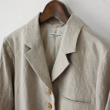 **再入荷** atelier naruse アトリエナルセ　リネンテーラードジャケット　linen tailored jacket　#ベイジュ、チャコール