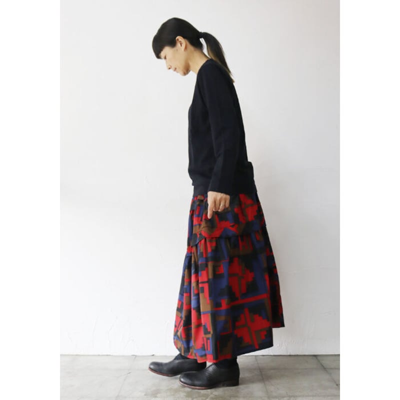 homspun ホームスパン パッチワークプリントティアードスカート