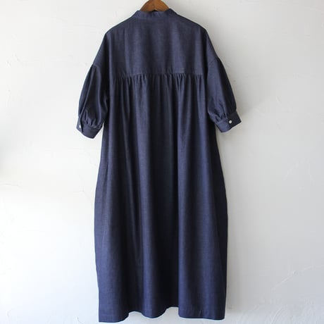 **またまた再入荷** LinenYa リネンヤ　5ozデニムスタンドカラーワンピース　#インディゴ