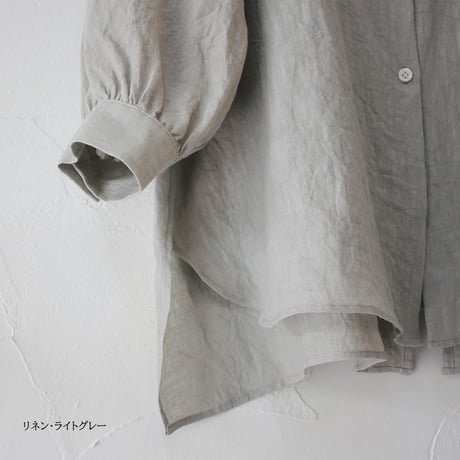 Linenya リネンヤ　リネンスリットセミロングシャツ　#ライトグレー、キナリ