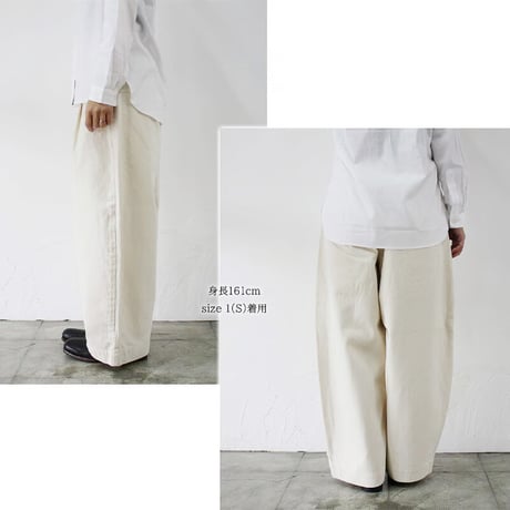 **またまた再入荷** sasanqua by trees サザンカバイツリース　カツラギバナナトラウザー　#アイボリー、ベージュ　【送料無料】