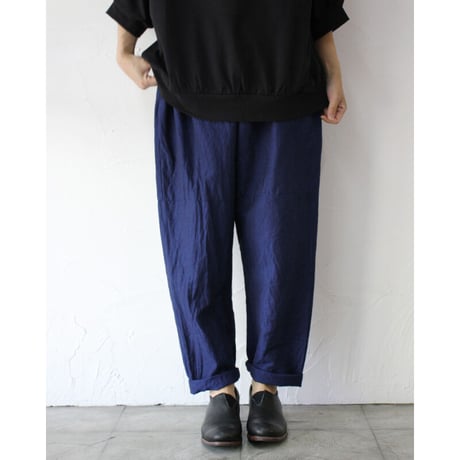 **またまた再入荷** homspun ホームスパン　C/Lツイルギャザーパンツ　#ブルー、ベージュｘネイビー、ダークネイビー、ブラック