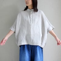 LinenYa リネンヤ　リネンヘンリーネックブラウス　#ライトグレー　【送料無料】