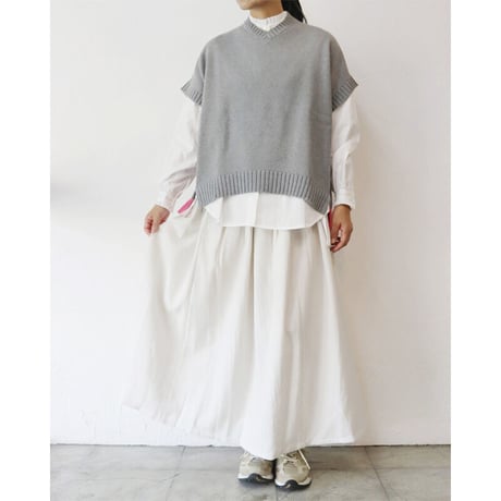 atelier naruse アトリエナルセ　コットンバイカラーフレンチニットベスト　#ベイジュ、グレイ、チャコール　【送料無料】