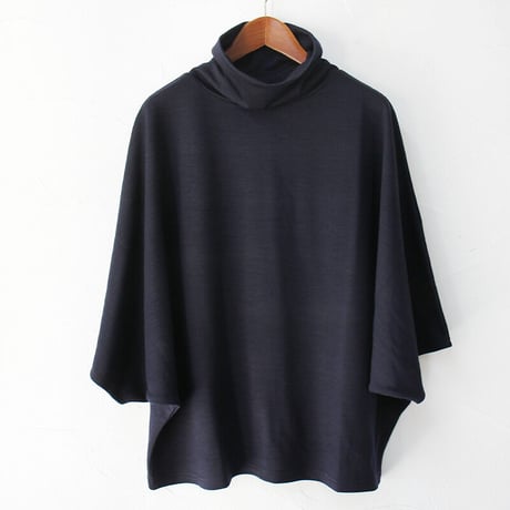 **再入荷**Linenya リネンヤ　ウール天竺ハイネックドルマンベスト　#ネイビー　【送料無料】