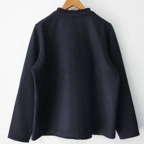 **再入荷** Linenya リネンヤ　ドットボタンフリルカーデ　#ネイビー、エンジ　【送料無料】