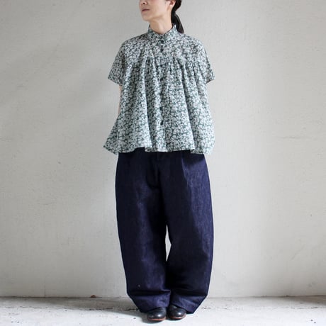 soil ソイル　80s VOILE TWO TONE FLOWER PRINT FRILL COLLAR FRENCH/SL SHIRT 【送料無料】
