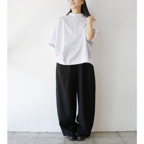 TRAVAIL MANUEL トラバイユマニュアル　ヴィンテージツイルコクーンパンツ　#ブラック　【送料無料】