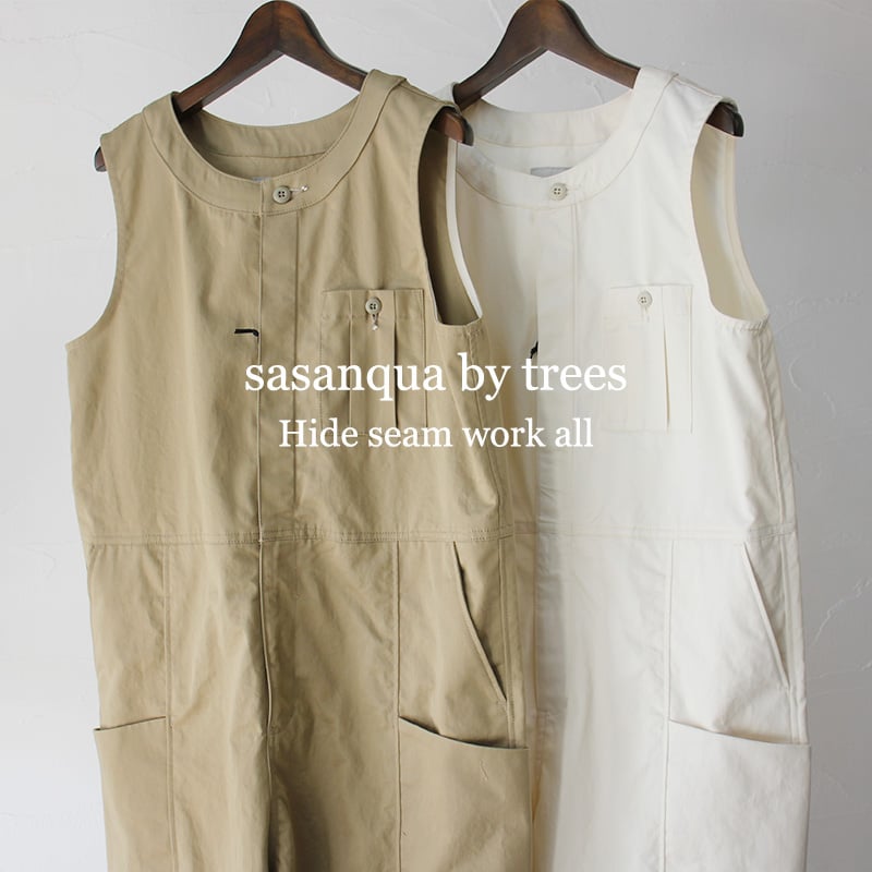 sasanqua by trees サザンカバイツリーズ　Hide seam work all ハイドシームワークオール　#IVORY,BEIGE