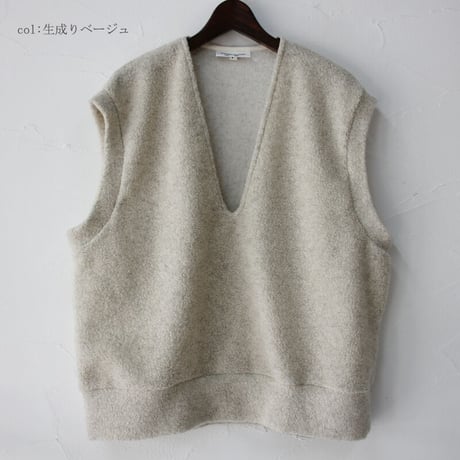 ARTE POVERA アルテポーヴェラ　リサイクルウールパイルベスト　#生成りベージュ、ライトグレー