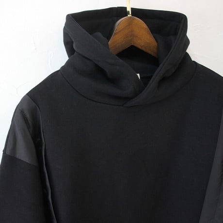 maomade マオメイド　スタンダード裏毛起毛ｘタフタフーディドロストプルオーバー　#ブラック