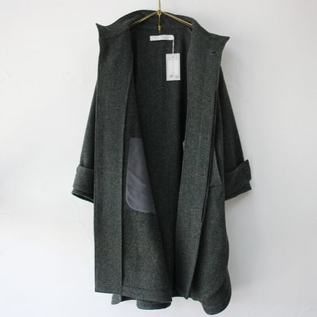 ASEEDONCLOUD アシードンクラウド　Hiraeth wool herringbone  tent gown #Blue green 【送料無料】