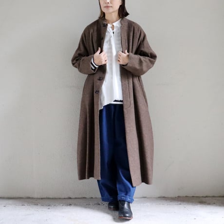 atelier naruse アトリエナルセ　wool linen tweed stand collar coat　ウールリネンツイードスタンドカラーコート