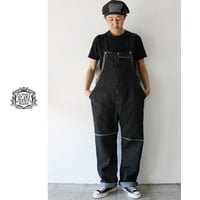 **SuKiMa-スキマ-別注**火消し刺し子フィッシャーマンオーバーオール　#インディゴブラック　【送料無料】