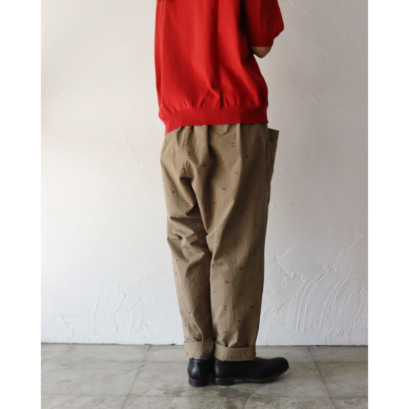 再入荷**homspun ホームスパン カットジャガードバックギャザーパンツ