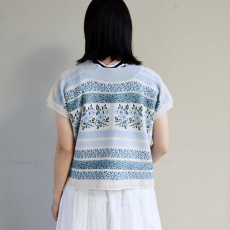 ASEEDONCLOUD アシードンクラウド　Flower Jacquard Knit Blouse #オフ白、ブラック　【送料無料】