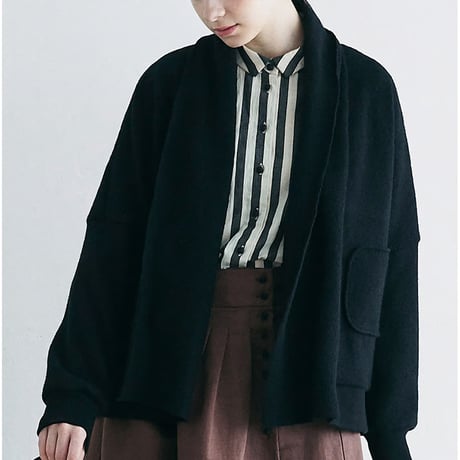 MAGALI マガリ　コットンウールニット・ショールカーディガン　#ブラック、杢グレー、杢ベージュ