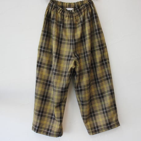 **またまた再入荷** homspun ホームスパン　ウールタータンギャザーパンツ　#ベージュｘサックス、チャコールグレーｘレッド