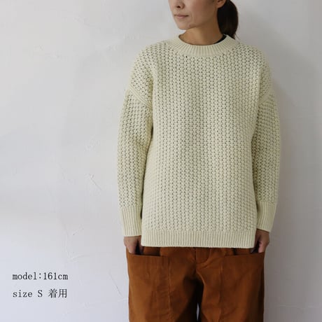 homspun ホームスパン　英国羊毛タック編みプルオーバー　#オフホワイト　【送料無料】