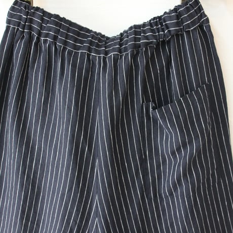 TRAVAIL MANUEL トラバイユマニュアル　リネンストライプスラントリボンパンツ　#ネイビー、グレー