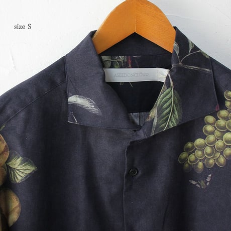 ASEEDONCLOUD　アシードンクラウド　Mitsuyakusou botanical print Resarcher shirt  #ブラック